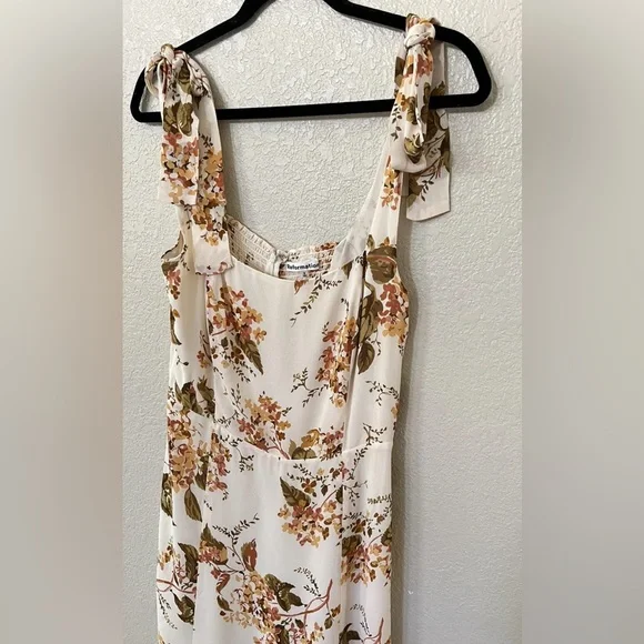 NWT Reformation Aden Dress Floral Print In NEUTRAL MOTIF Sz 8 - Picture 7 of 12